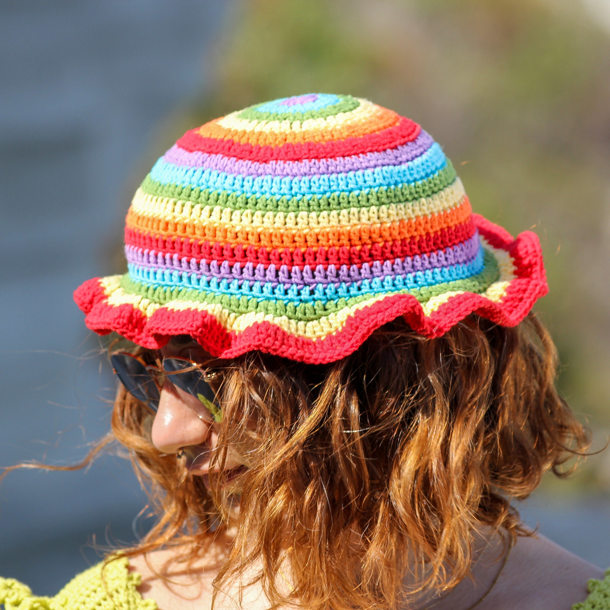 Bonnet Seau En Crochet Pour Femmes – Noir, Rayé, Fait Main, Pliable, Pour Plage/Ski/Détente - 2