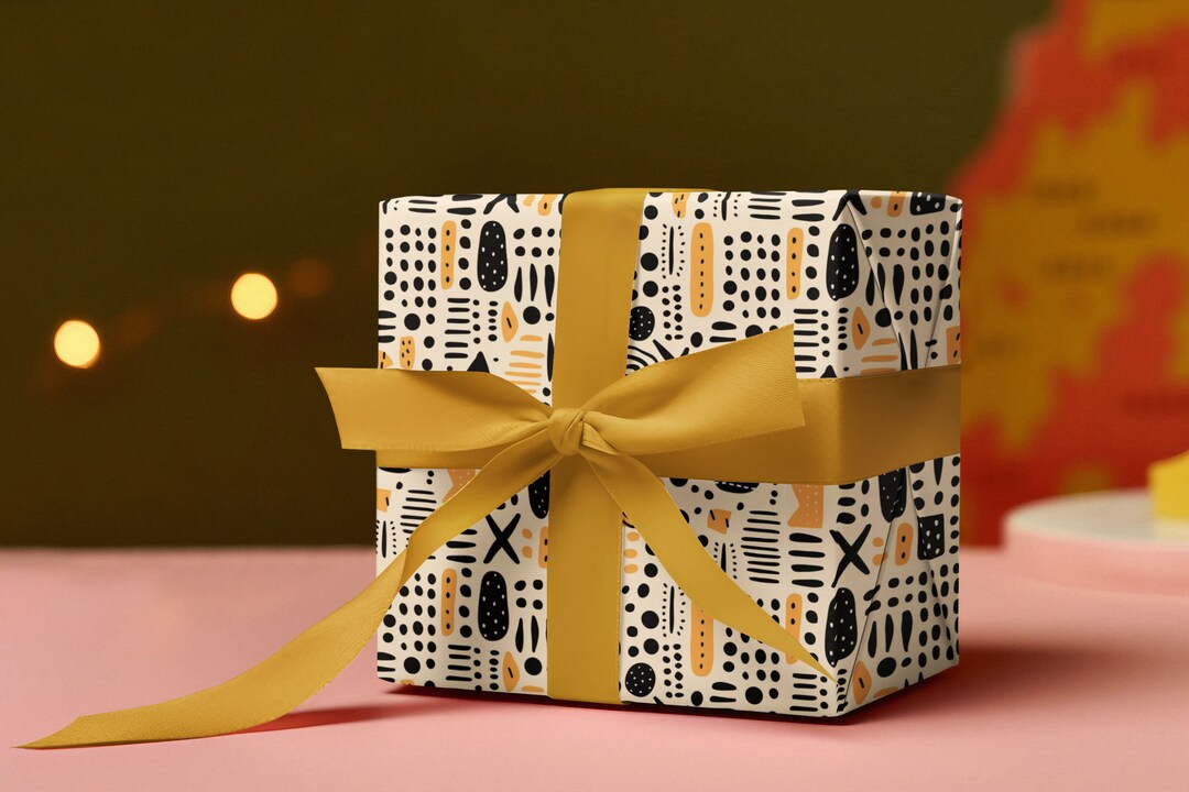 Wrapping Paper African Print Gift Wrap Afrocentric Pattern Black