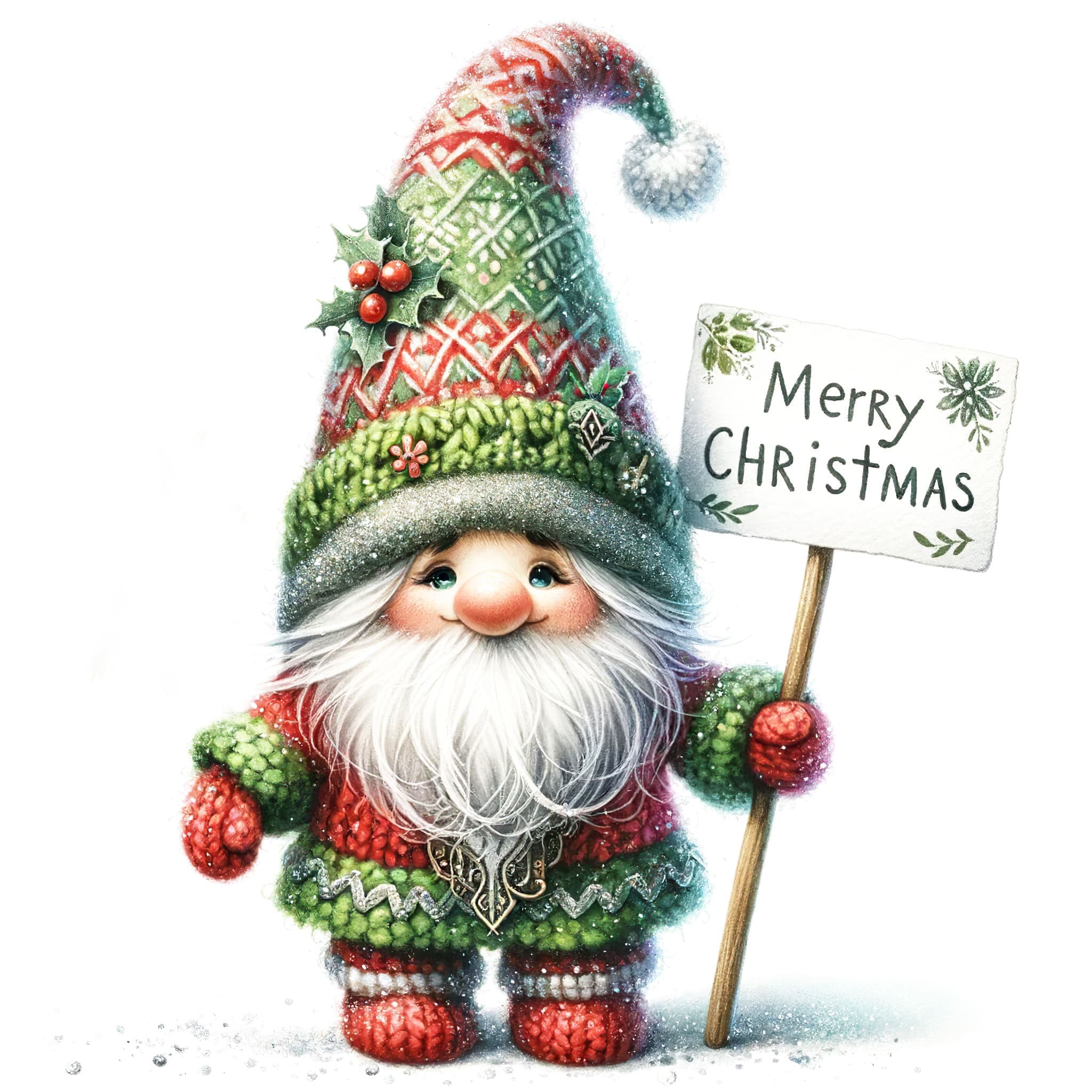 15 JPG Watercolor Christmas Gnome Clipart, Watercolour Christmas ...