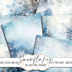 23 Junk Journal, Weihnachten Schneeflocken, Junk Journal Kit, Scrapbook Papier, Digitale Papiere, Digitaler Hintergrund, Weihnachten Hintergrund