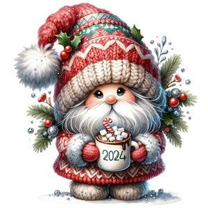 15 JPG Watercolor Christmas Gnome Clipart, Watercolour Christmas ...