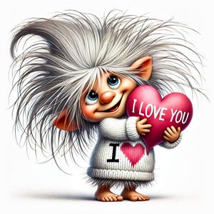 Clipart gnome aquarelle de la Saint-Valentin, nain original 15 JPG, clipart aquarelle, imprimable Saint-Valentin, travaux manuels de la Saint-Valentin, clipart de la Saint-Valentin