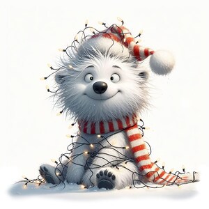 13 JPG Clipart di orso polare eccentrico ad acquerello, Clipart di Natale ad acquerello, Sfondo natalizio, Clipart invernale, Stampabile di Natale