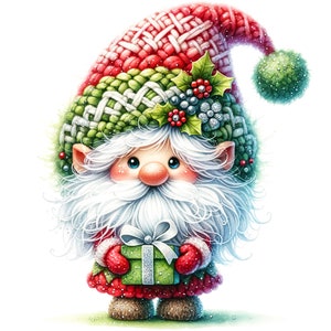 15 JPG Watercolor Christmas Gnome Clipart, Watercolour Christmas ...