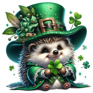 22 JPG Riccio dell'acquerello del giorno di San Patrizio, animale dell'acquerello, animale del bosco, giorno di San Patrizio stampabile, artigianato del giorno di San Patrizio