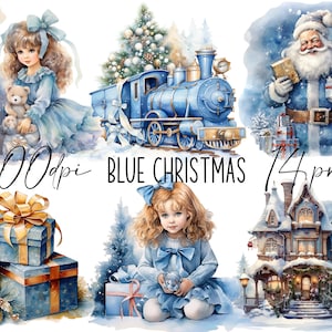 14 PNG Christmas ornament, Watercolour Christmas clipart, Christmas tree clipart, Winter clipart, Santa clipart, Printable Christmas cards