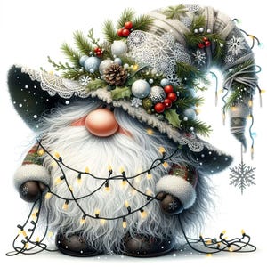 14 JPG Clipart gnomo di Natale acquerello, Clipart di Natale acquerello, Sfondo di Natale, Clipart invernale, Stampabile di Natale