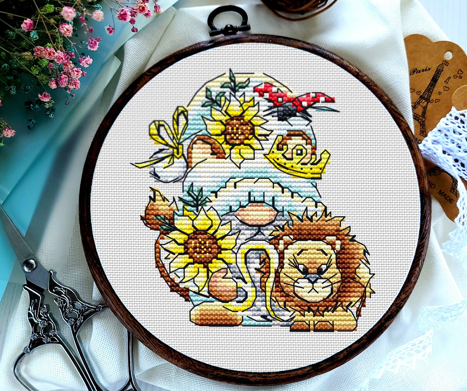 Leo Zodiac Sign Cross Stitch Zodiac Gnome Cross Stitch Etsy