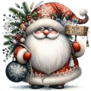 21 JPG Natal Papai Noel, clipart de Papai Noel, clipart de Natal em aquarela, impressão em aquarela, clipart de inverno, imagens de Natal