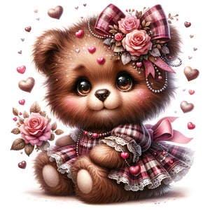 15 JPG Clipart di orsacchiotti dell'acquerello, clipart primaverili, clipart di San Valentino, clipart animali del bosco, San Valentino stampabile, artigianato di San Valentino