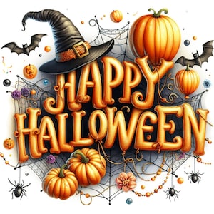 Paquete de imágenes prediseñadas de Halloween JPG 31 de octubre Temporada espeluznante Feliz Halloween Diseños de sublimación