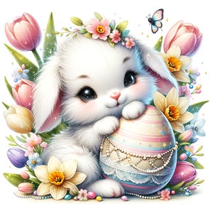 17 PNG Watercolor Easter bunny clipart, Easter clipart, Easter prints, Easter crafts, Easter printable, Transparent background