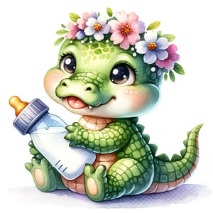 17 JPG aquarel baby krokodil clipart, welkom baby, baby dieren clipart, bos dieren clipart, baby aankondiging, baby shower uitnodigen