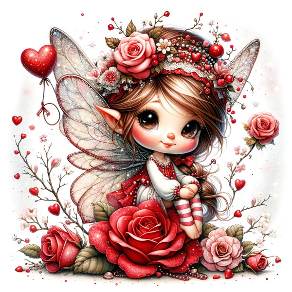 15 JPG acuarela San Valentín hadas clipart, imágenes prediseñadas de primavera, imprimibles de hadas, imágenes prediseñadas de fantasía, artesanías de San Valentín, imágenes prediseñadas de San Valentín