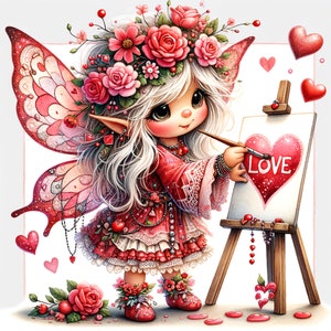 15 JPG Watercolor Valentines Fairy Clipart, Spring Clipart, Fairy ...