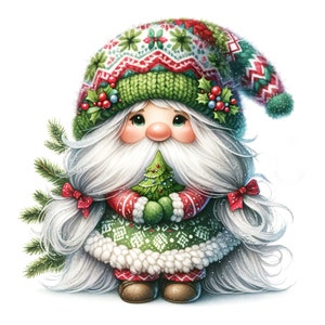 15 JPG Watercolor Christmas Gnome Clipart, Watercolour Christmas ...