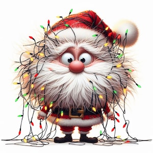 12 JPG Papá Noel peculiar de Navidad, clipart de Papá Noel, clipart de Navidad en acuarela, impresión en acuarela, clipart de invierno, imágenes navideñas
