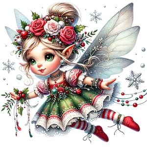15 JPG kerstfee, aquarel kerst clipart, fee clipart, fantasie clipart, fantasy art, kerst achtergrond, winter clipart