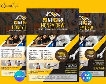 Construction Flyer Template | Premium DIY Canva Template Design for Handyman, Home Improvement  Remodeling, Renovation ,Carpentry Flyer