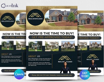 Luxury Real Estate Flyer Template | Premium DIY Canva Template Design for House For Sale ,Home & Property Listing,  Home Seller and buyer
