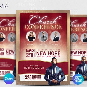 Editable Church Flyer, DIY Canva Flyer Template Design, Revival Church Flyer, Prayer Conference, Church Service,  Women&#39;s Conference Flyer