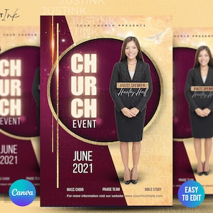 Church Flyer Template | DIY Canva Flyer Template Design For Revival, Prayer Conference, Church Service,  Women&#39;s Conference, Bible Study,