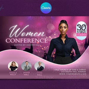 Editable Women&#39;s Conference, DIY Canva Flyer Template Design, Worship Church Flyer, Prayer Conference, Church Service,  Church Flyer,