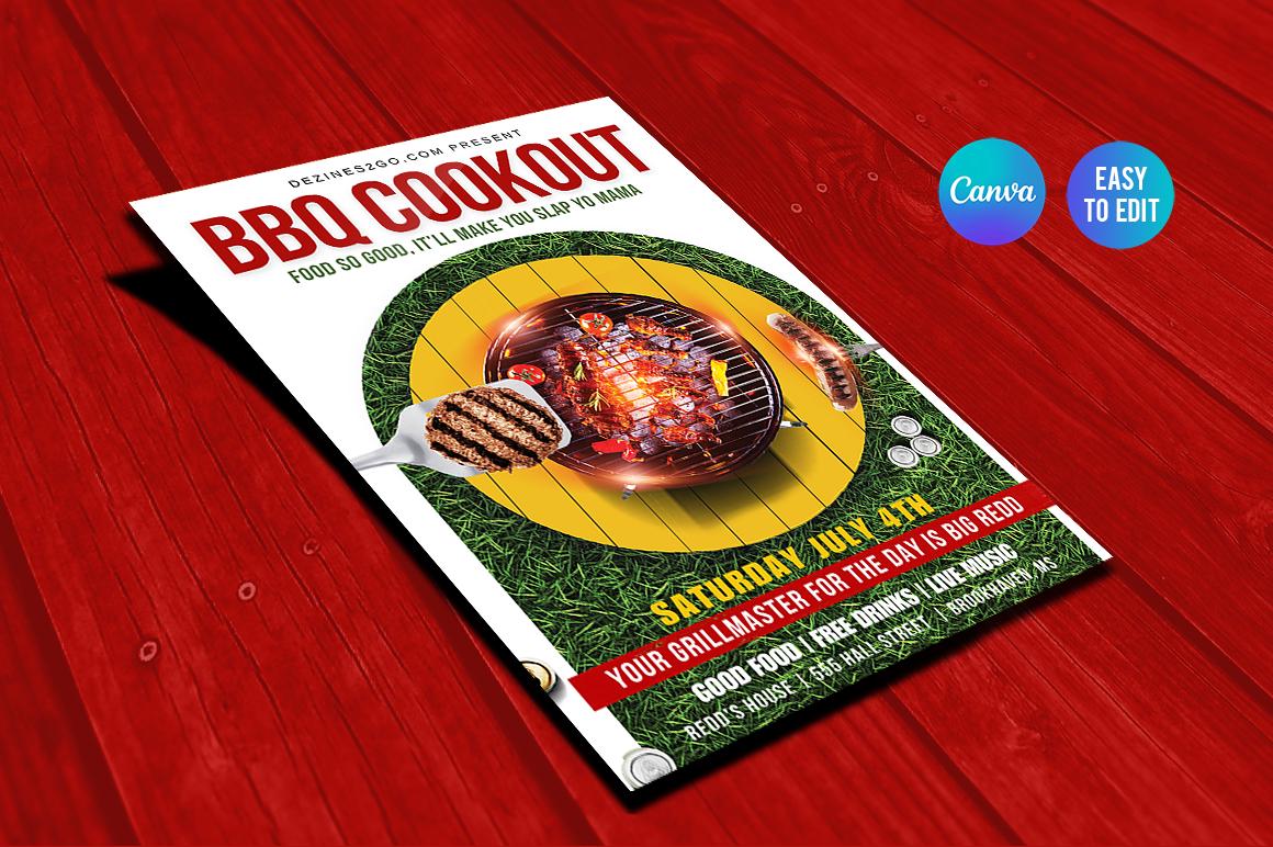 Cookout Menu Design BBQ Cookout Flyer Template | Premium DIY Canva Design for Backyard ...