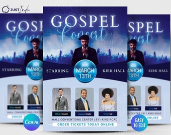 Editable Church Flyer, DIY Canva Flyer Template Design, Gospel Concert, Revival Church Flyer, Prayer Conference, Church Service,