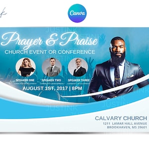 Editable Church Flyer, DIY Canva Flyer Template Design, Revival Church Flyer, Prayer Conference, Church Service, Women&#39;s Conference Flyer