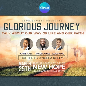 Editable Church Flyer, DIY Canva Flyer Template Design, Revival Church Flyer, Prayer Conference, Church Service, Women&#39;s Conference Flyer