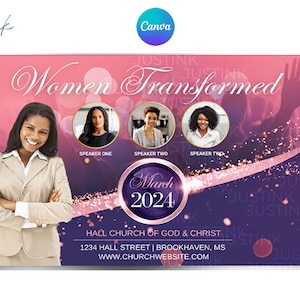Women Conference Flyer | DIY Canva Flyer Template Design for Worship Service,  Prayer Conference, Church Service,  First Lady Event, Women