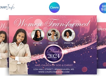 Frauen Konferenz Flyer | DIY Canva Flyer Template Design für Lobpreis, Gebets-Konferenz, Gemeinde-Gottesdienst, First Lady Anlass, Frauen