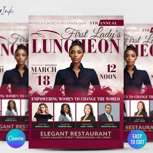 Women&#39;s Conference Flyer Template, Editable DIY Canva Church Design for Worship Flyer, Prayer Conference, Church Service,