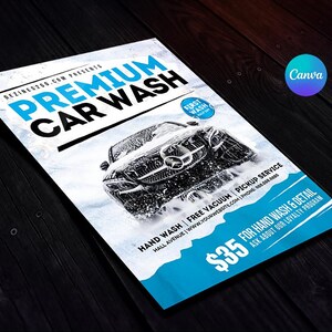 Diseño de plantilla de volante de lavado de autos/Plantilla premium de Canva para volantes de limpieza de autos, detalles de autos, encerado de autos y detalles móviles imagen 3