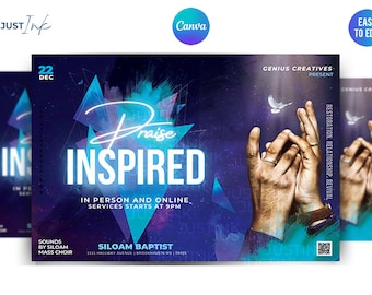 Church Flyer Template Design |  DIY Canva Flyer Template Design for Revival, Prayer Conference, Church Service, Women's Conference, Gospel