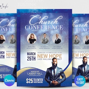 Editable Church Flyer, DIY Canva Flyer Template Design, Revival Church Flyer, Prayer Conference, Church Service, Women&#39;s Conference Flyer,