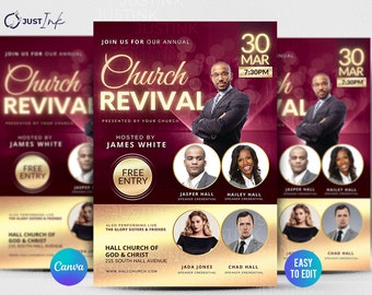 Editable Church Flyer, DIY Canva Flyer Template Design, Revival Church Flyer, Prayer Conference, Church Service,  Women's Conference Flyer