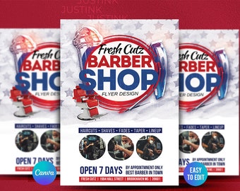 Barber Shop DIY Canva Flyer | Premium DIY Canva Flyer Template Design, Barber Flyer, Salon, Hair Flyer, Beauty Flyer