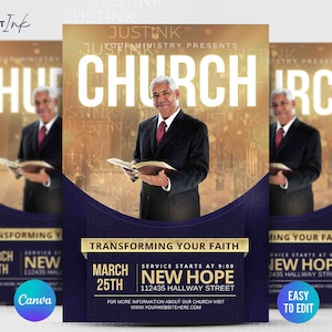 Editable Church Flyer, DIY Canva Flyer Template Design, Revival Church Flyer, Prayer Conference, Church Service,  Women&#39;s Conference Flyer