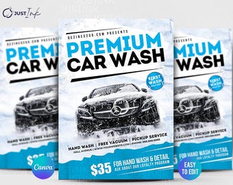 Car Wash Flyer Template Design| Premium DIY Canva Template For Auto Cleaning Flyer, Auto Detail, Car Wax & Mobile Detail