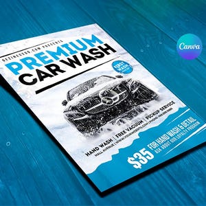 Diseño de plantilla de volante de lavado de autos/Plantilla premium de Canva para volantes de limpieza de autos, detalles de autos, encerado de autos y detalles móviles imagen 2