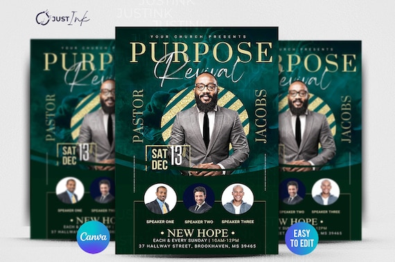 Editable Church Flyer, DIY Canva Flyer Template Design, Revival Church Flyer, Prayer Conference, Church Service, Women's Conference Flyer,