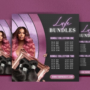 Luxe Hair Weave Flyer Template | Premium DIY Canva Design for Hair Weave Sale, Wig Install, Bookings, Lash, Nails, Braids, Extensions
