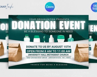 Charity Donation Flyer Template | DIY Canva  Charity Fundraiser Template Design for church , School, Donation, and Giving Flyer