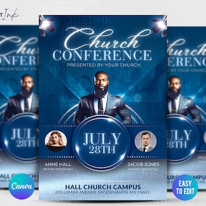 Editable Church Flyer, DIY Canva Flyer Template Design, Revival Church Flyer, Prayer Conference, Church Service, Women&#39;s Conference Flyer,