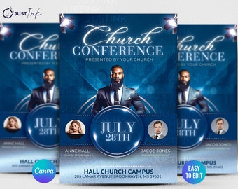 Editable Church Flyer, DIY Canva Flyer Template Design, Revival Church Flyer, Prayer Conference, Church Service, Women's Conference Flyer,