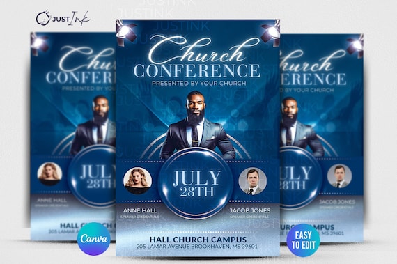 Editable Church Flyer, DIY Canva Flyer Template Design, Revival Church Flyer, Prayer Conference, Church Service, Women's Conference Flyer,
