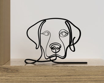 Labrador Sculpture: Minimalist Single Line Dog Figurine, Desk Decor