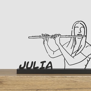 Personalized Flute Player Sculpture: Musician Shelf Decor